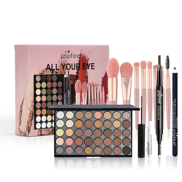 POPFEEL Eye Makeup Set 40 Color Eyeshadow Palette Eyebrow Pencil Eyeliner Pen Mascara With A Set Of Makeup Brushes Eye Cosmetics - Image 2