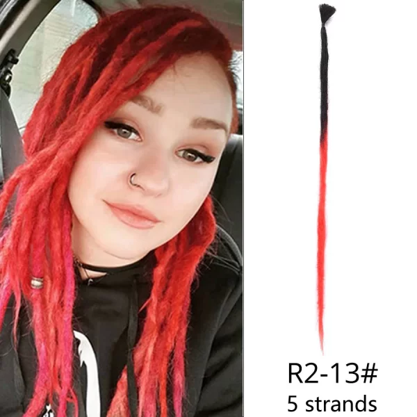 5strands Dreadlocks Hair Extensions Synthetic Faux Locs Crochet Hair Braids Hip-hop Knotless Hook Ombre Braiding African Tribe - Image 24