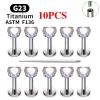 2/10PCS G23 Titanium Piercing Jewelry Ear Cartilage Tragus Heart Flat Back Stud Earrings 16G CZ Internal Thread Labret Lip Ring - Image 34
