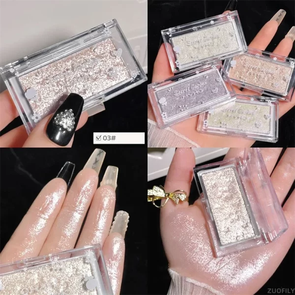 Highlighter Mashed Potato Texture Diamond Highlighter Powder Not Dry Glitter Face Contour Shimmer Illuminator Makeup Cosmetics - Image 7