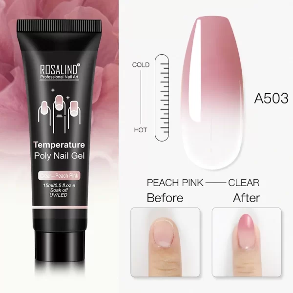 ROSALIND Colorful 15ml Poly Nail Gel Semi Permanent Acrylic Liquid Fast Extension Nail Gel Build Cured with UV/LED Lamp - Image 41