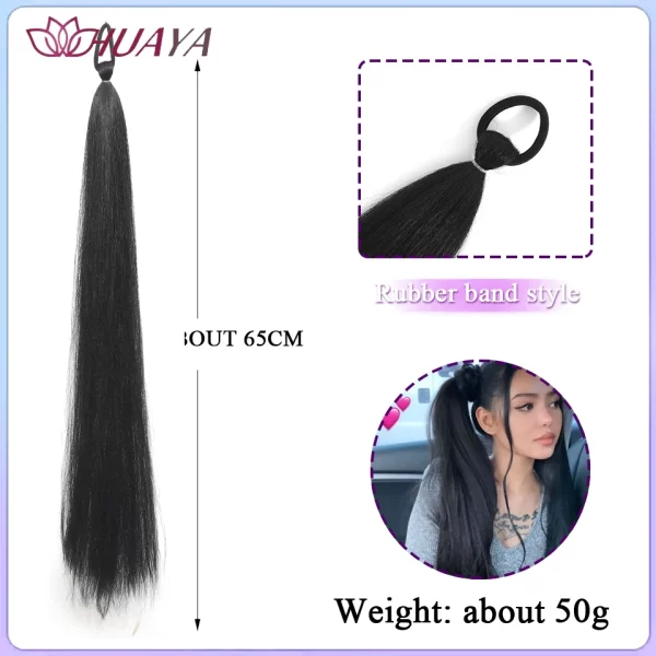 26inch Synthetic Ponytail Extensions With Rubber Band Ombre Braided Colorful Ponytail DIY Ponytail Hair Daily Party Wear Use - Image 7
