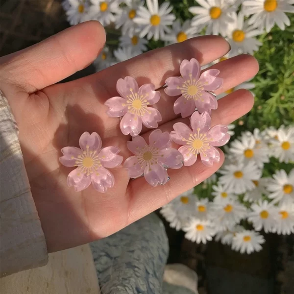 Fashion Cute Yellow Blue Flower Hair Clip Summer Children's Colorful Side Clip Elegant Camellia Headdress Women Hair Accessories - Image 8