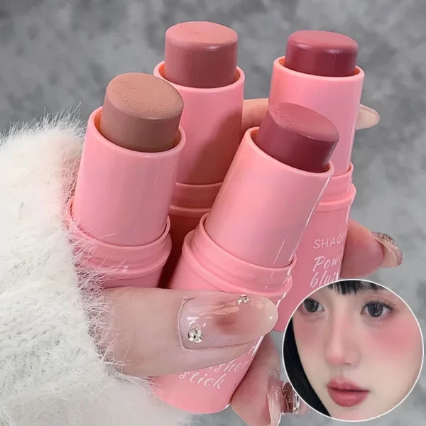 3 Color Blush Stick Matte Face Blusher Tinted Moisturizing Lasting Natural Rouge Contour Cream Blusher Cosmetics Cheek Makeup - Image 2