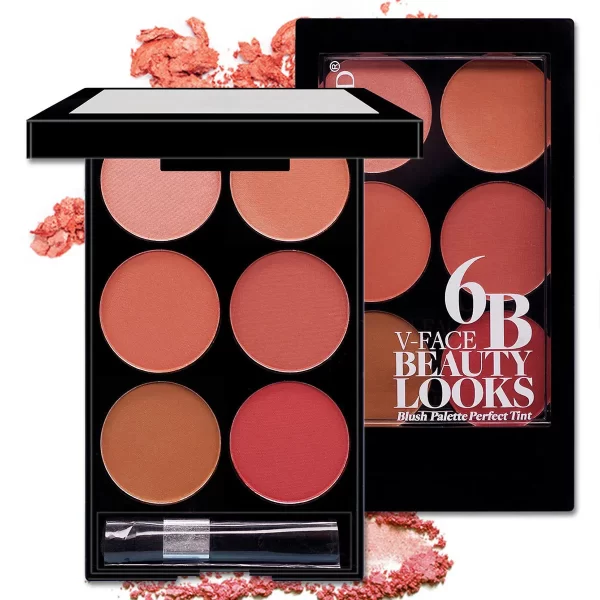 6 Colors Blush Contour Compact Makeup Delicate Skin-Friendly Brightening Skin Color Highlight Matte Contour Highlighter Palette - Image 2