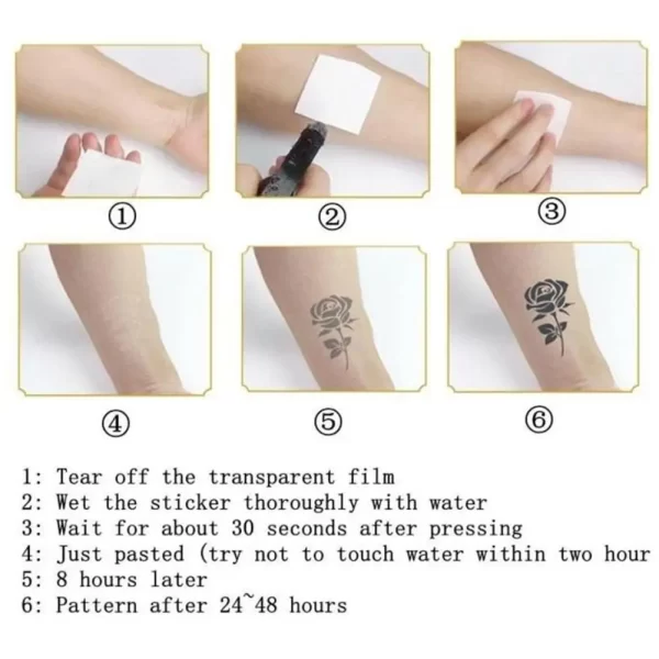 Snake Dark Semi-permanent Juice Herbal Tattoo Sticker Full Arm Gear Death Flower Leg Waterproof Fake Tatto Lasting Art Men Women - Image 7