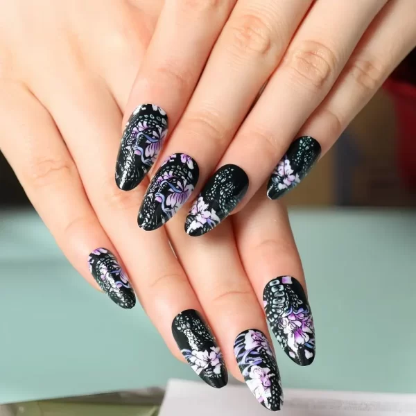 Wearable Manicure Almond Fake Nails Pointed Head The Year Of The Loong Series Press on Nails Full Cover 3D Long Fake Nails - Image 4