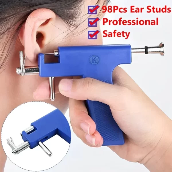 98Pcs/Set Professional Ear Piercing Gun Tool Ear Studs Steel Ear Nose Navel Body Piercing Gun Unit Tool Kit Safety Pierce Tool - Image 3