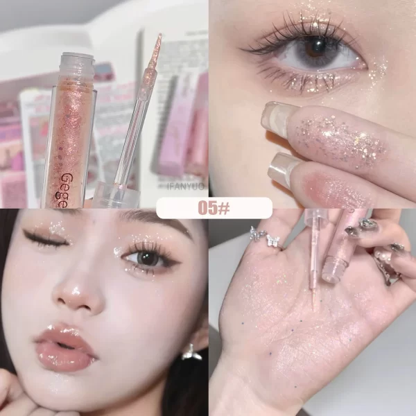 Sparkling Liquid Eye Shadow Lying Silkworm Highlighter Waterproof Pearl Sequins High-gloss Brightening Glitter Eyeshadow Stick - Image 3