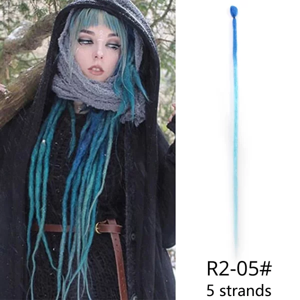 5strands Dreadlocks Hair Extensions Synthetic Faux Locs Crochet Hair Braids Hip-hop Knotless Hook Ombre Braiding African Tribe - Image 13