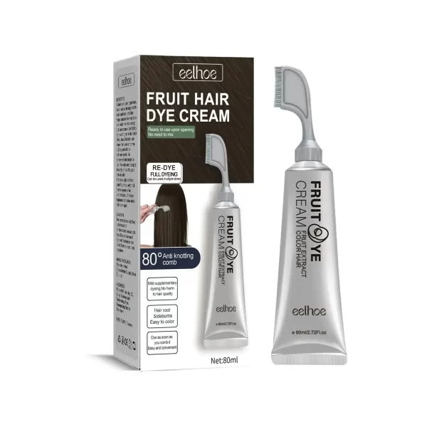 EELHOE Permanent Hair Dye Cream with Comb Long Lasting Cover Gray White Hairs Pure Plant-Based Hairdye Fruit Black Hair Cream - Image 9