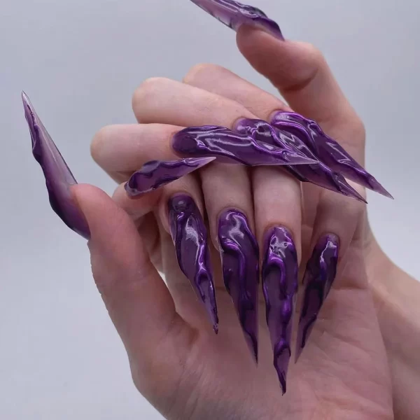 24Pcs Black Y2k Fake Nails with Diamond Halloween Long Almond False Nail Butterfly Design Wearable Oval Press on Nails Tips - Image 18