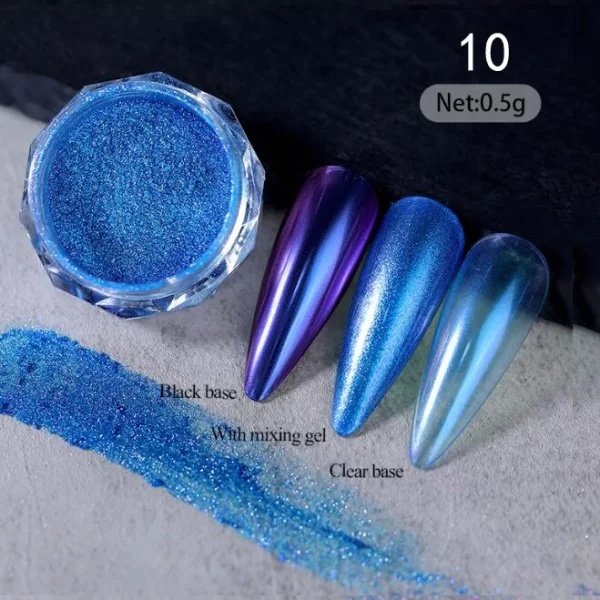 1jar Gradient Chrome Nail Powder Optical Neon Mirror Powder Metallic Mirror Effect Chameleon Pigment Glitter For DIY Manicure - Image 24