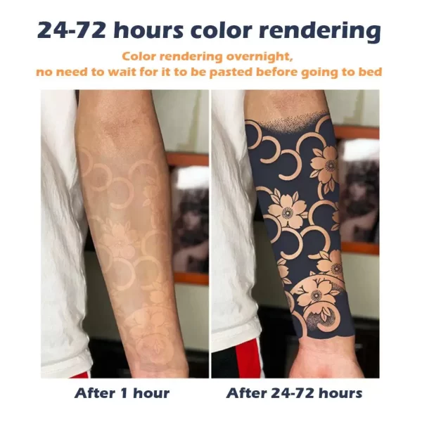 Snake Dark Semi-permanent Juice Herbal Tattoo Sticker Full Arm Gear Death Flower Leg Waterproof Fake Tatto Lasting Art Men Women - Image 6