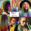 24 Inch Synthetic Ombre Jumbo Braiding Hair 3 Packs Rainbow Colorful Hair Extensions Silky Twists Crochet Hair Braids for Women - Image 6