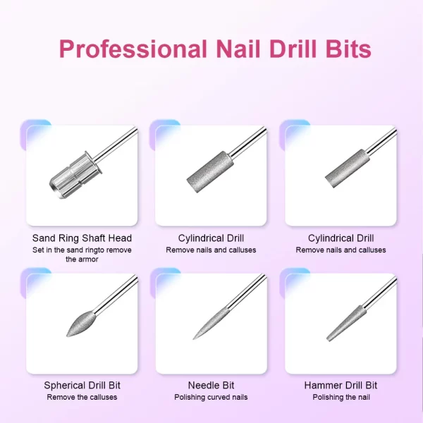 Professional Electric Nail Drill Machine Manicure Tools Pedicure Drill Set Portable Nail File Nail Drill Equipment - Image 5