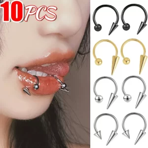 Stainless Steel Fake Nose Ring Hoop Septum Rings C Clip Lip Ring Earring Fake Nose Piercing Women Body Jewelry Accessories