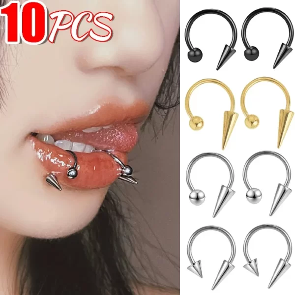 Stainless Steel Fake Nose Ring Hoop Septum Rings C Clip Lip Ring Earring Fake Nose Piercing Women Body Jewelry Accessories