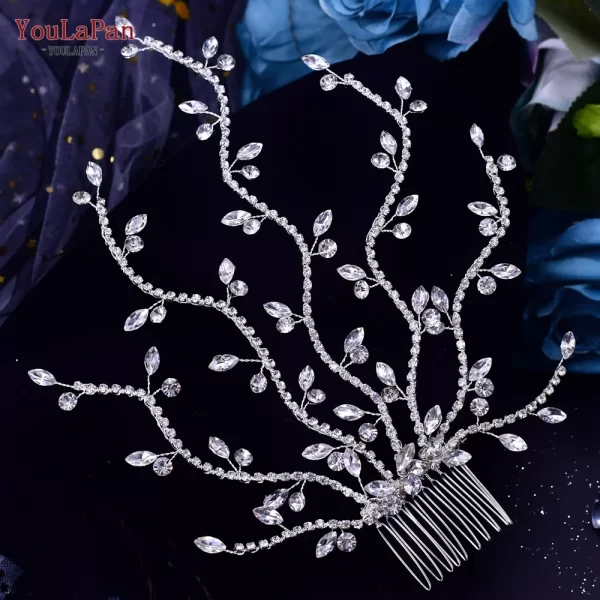 YouLaPan HP481 Crystal Wedding Comb Bridal Hair Clips Headdress Bridesmaid Women Headpiece with Comb Prom Hair Ornament Headwear - Image 3