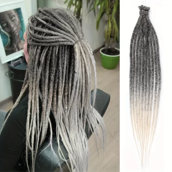24Inch Dreadlock Extensions Synthetic Loc Extensions 0.6CM 100% Full Head Handmade Permanent Dreadlocks Extension for Men/Women - Image 2