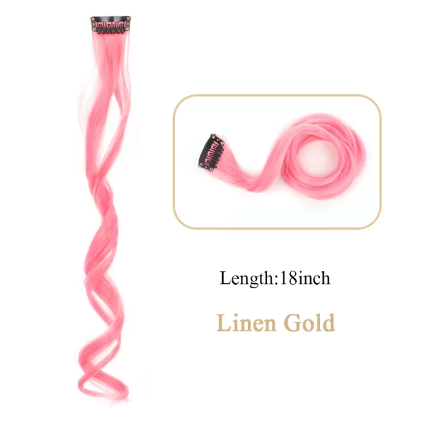 HUAYA Synthetic Long Curly Women Heat Resistant Clip In Hair Extension Hairpiece Gold Grey Purple Pink Red Colorful Extension - Image 16