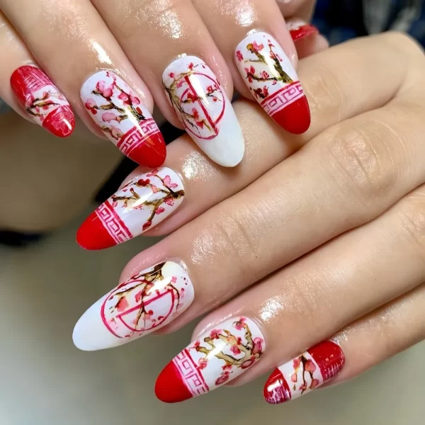 Wearable Manicure Almond Fake Nails Pointed Head The Year Of The Loong Series Press on Nails Full Cover 3D Long Fake Nails - Image 11