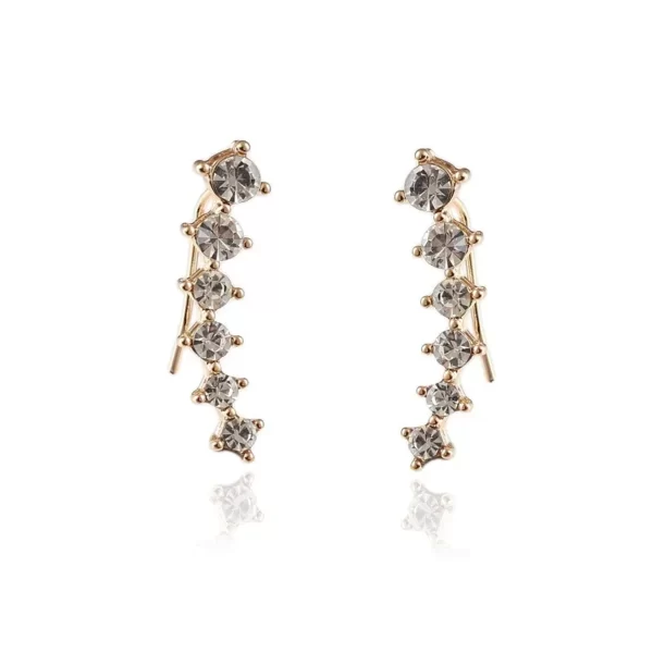 1pc Fashion Personality Gold Color 6pcs Rhinestone Ear Clip Earrings for Women Student Girl,Suitable Daily Party Wear Give Gift - Image 2