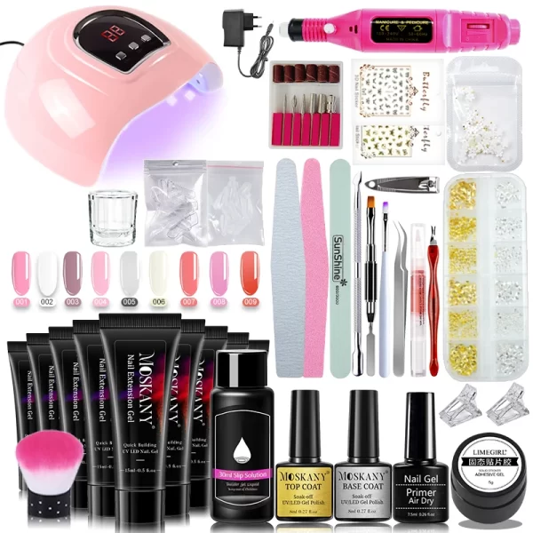 Manicure Set Complete Gel Nail Kit With LED UV Lamp Nail Drill Machine Polygels Kit For Nails Extension Gel Nail Art Kit Tools - Image 9