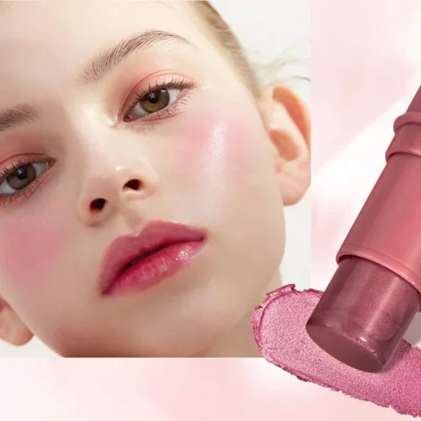 3-in-1 Cheek Blush Stick Lip Tinted Eyes Cheek Lips Brighten Cream Water-resistant Moisturizing Face Contouring Shadow Blusher - Image 3