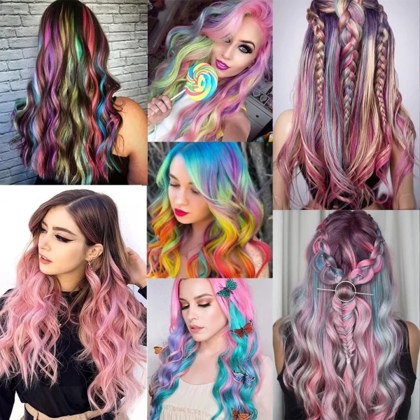 Clip in Hair Extensions,10Pcs/Pack Colored Curly Wave Hair Extensions Party Highlights Long Curly Synthetic Hairpieces for Women - Image 6