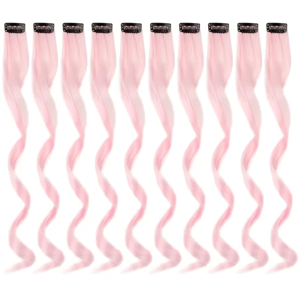 Clip in Hair Extensions,10Pcs/Pack Colored Curly Wave Hair Extensions Party Highlights Long Curly Synthetic Hairpieces for Women - Image 14