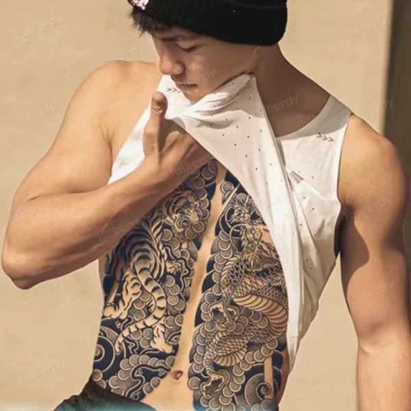Full Back Chest Herbal Juice Ink Semi-permanent Tattoo Stickers 7-15 Days Long Lasting Temporary Fake Tattoo Totem Men Adult - Image 6