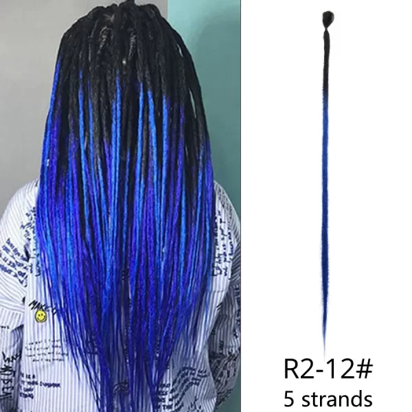 5strands Dreadlocks Hair Extensions Synthetic Faux Locs Crochet Hair Braids Hip-hop Knotless Hook Ombre Braiding African Tribe - Image 26