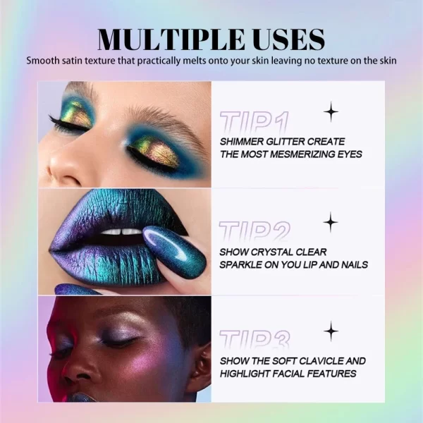 Metal Liquid Chameleon Eye Shadowcosmetics Multi-Dimensional Eye Makeup, Durable Holographic Flash Multi-color Eye Shadow Makeup - Image 7