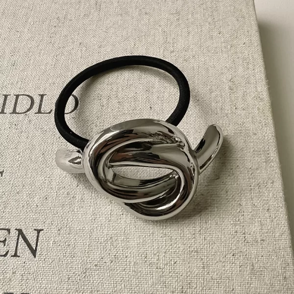 European and American style simple U-shaped alloy ponytail headband high elastic rubber band hairband low ponytail hairband fema - Image 22