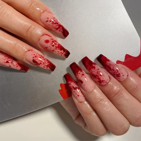 24pcs Halloween Spider Fake Nail Patch Printed French Coffin Ballet Fake Nail Wearable Full Cover Artificial Nail Tips for Girls - Image 15