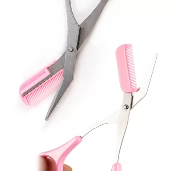 Stainless Steel Facial Hair Removal Shaver Cutter Eyebrow Trimmer Scissors Color Titanium With Comb Removable Makeup Accessories - Image 2