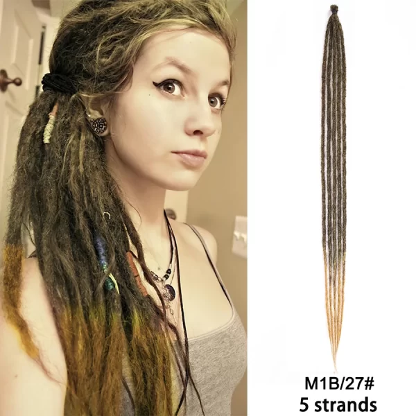 5strands Dreadlocks Hair Extensions Synthetic Faux Locs Crochet Hair Braids Hip-hop Knotless Hook Ombre Braiding African Tribe - Image 28
