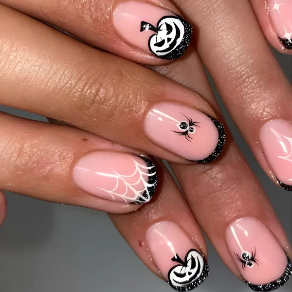 Red Spider Printed False Nails Halloween Nail Art Decor Press on Nails for Girl Gifts Short Round Cool y2k Style Fake Nail Tips - Image 22