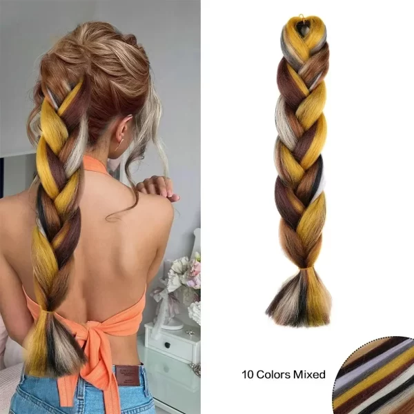 Jumbo Braiding Hair Rainbow Colors Extensions Fiber Mix Four Silky Colorful Twist Hair Extensions Women Colored Synthetic Braids - Image 6