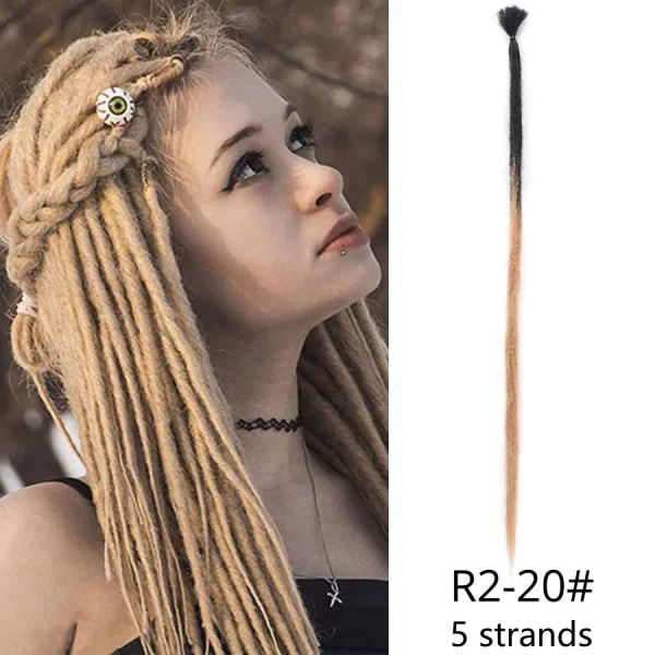 5strands Dreadlocks Hair Extensions Synthetic Faux Locs Crochet Hair Braids Hip-hop Knotless Hook Ombre Braiding African Tribe - Image 40