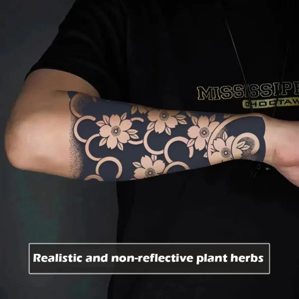 Snake Dark Semi-permanent Juice Herbal Tattoo Sticker Full Arm Gear Death Flower Leg Waterproof Fake Tatto Lasting Art Men Women - Image 3