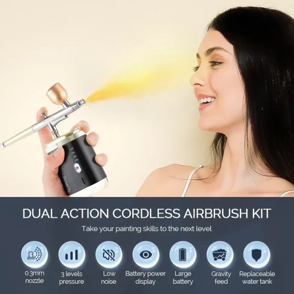 30PSI Dual-action Portable Airbrush Multi-Function Mini Air Compressor Kit For Nails Cake Tattoo Makeup Paint Air Spray Gun - Image 3