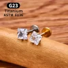 2/10PCS G23 Titanium Piercing Jewelry Ear Cartilage Tragus Heart Flat Back Stud Earrings 16G CZ Internal Thread Labret Lip Ring - Image 5