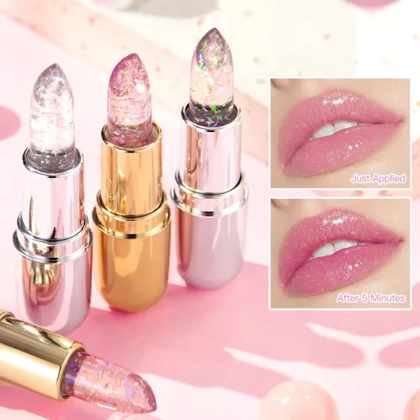 Sparkling Sequins Color Changing Lipstick Jelly Balm Moisturizing Glitter Pearl Lip Balm Long Lasting Transparent Lipstick Gel - Image 2