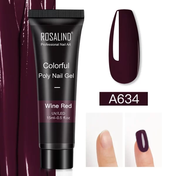 ROSALIND Colorful 15ml Poly Nail Gel Semi Permanent Acrylic Liquid Fast Extension Nail Gel Build Cured with UV/LED Lamp - Image 17