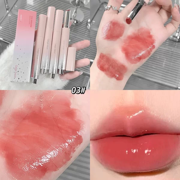 Jelly Solid Lip Gloss Cute Hydrating Mirror Red Brown Lipstick Clear Moisturizing Lips Tint Nature Nude Lip Makeup Cosmetics - Image 4