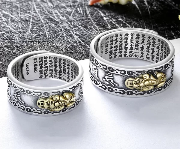 BOCAI S990 Sterling Silver Rings New Fashion Heart Sutra  Six-character Mantra PiXiu Flying Loong Argentum Jewelry Free Shipping - Image 8