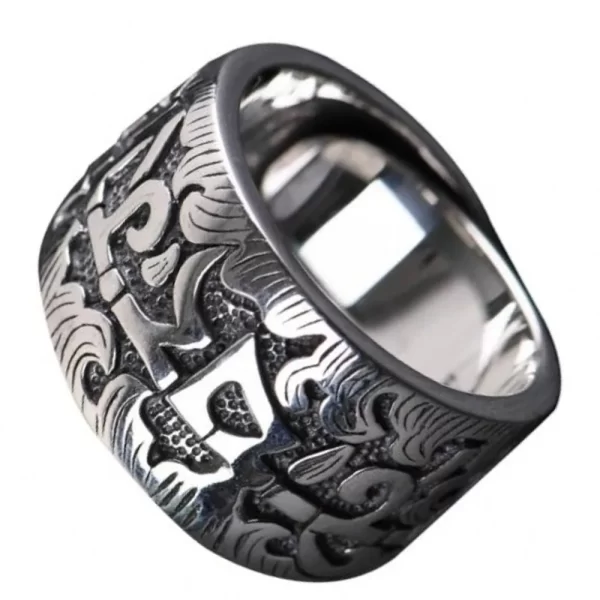 BOCAI S925 Sterling Silver Rings for Women Men New Fashion Retro Six Syllable Mantra Wide Adjustable Argentum Jewelry