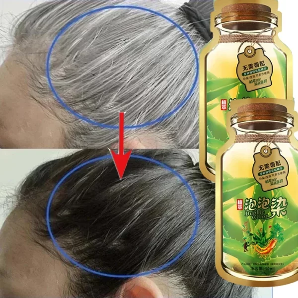 Pure Natural Herbal Hair Dye Shampoo 5 Minute Change Hair Color Lasting Coloring Non-irritating Plant Bubble Hair Care Women Men - Image 2